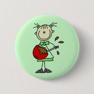 Stäbchenfigur-Bäcker mischt Teig Button