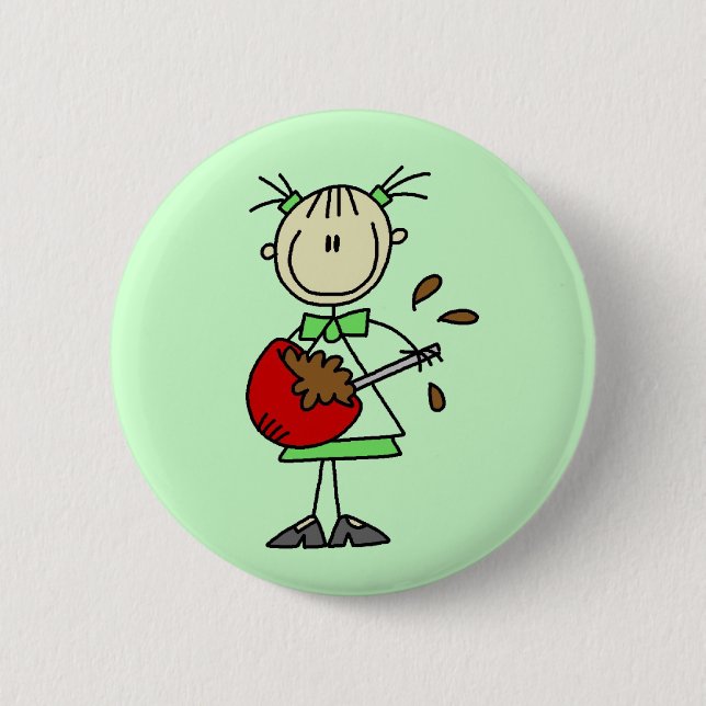 Stäbchenfigur-Bäcker mischt Teig Button (Vorderseite)