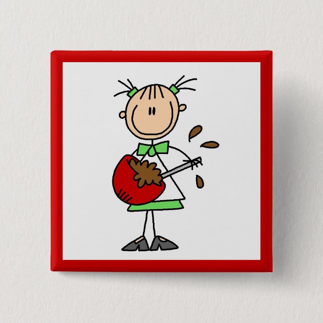 Stäbchenfigur-Bäcker mischt Teig Button (Vorderseite)