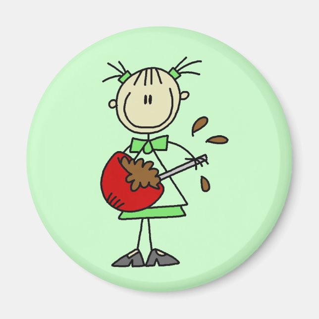 Stäbchenfigur-Bäcker mischt Teig Magnet (Vorne)