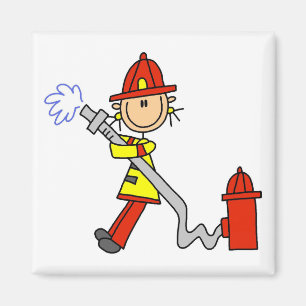 Stäbchenfigur Feuerwehrmann mit Schlauch Magnet