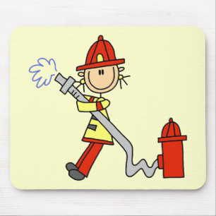 Stäbchenfigur Feuerwehrmann mit Schlauch Mousepad