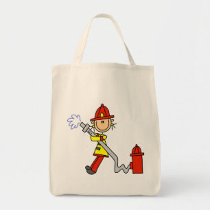Stäbchenfigur Feuerwehrmann mit Schlauch Tragetasche