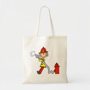 Stäbchenfigur Feuerwehrmann mit Schlauch Tragetasche