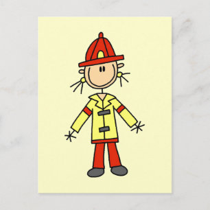 Stäbchenfigur-Feuerwehrmann-T-Shirts und Geschenke Postkarte