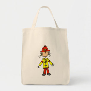 Stäbchenfigur-Feuerwehrmann-T-Shirts und Geschenke Tragetasche