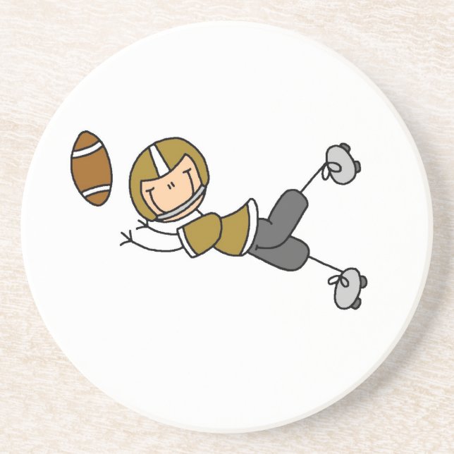 Stäbchenfigur-Fußball Gold Untersetzer (Vorne)