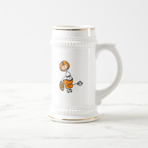 Stäbchenfigur-Fußball Orange Bierglas