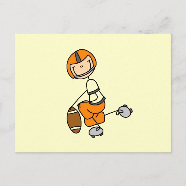 Stäbchenfigur-Fußball Orange Postkarte (Vorderseite)