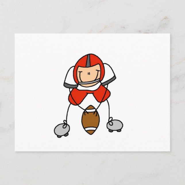 Stäbchenfigur Fußball Rot Postkarte (Vorderseite)