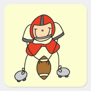 Stäbchenfigur-Fußball Rot Quadratischer Aufkleber