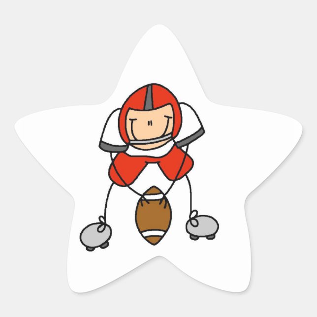 Stäbchenfigur-Fußball Rot Stern-Aufkleber (Vorderseite)