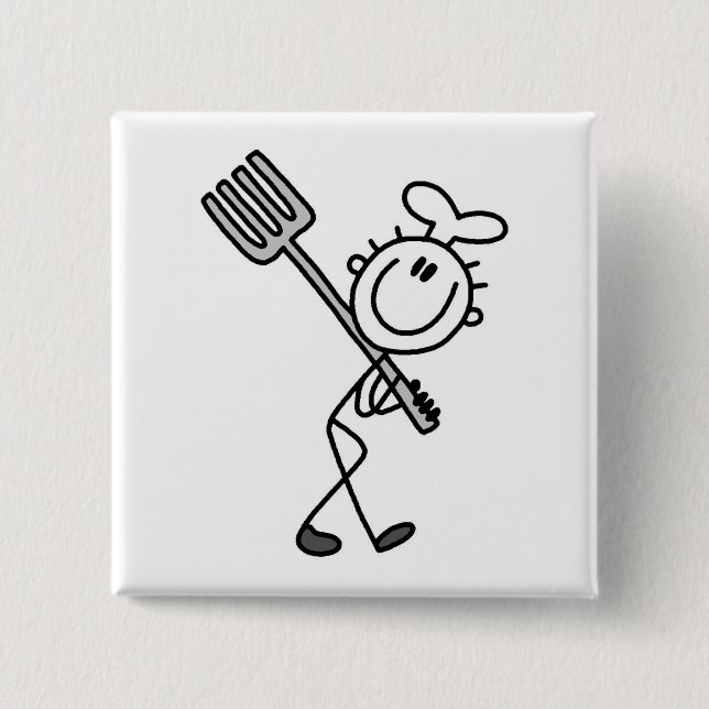 Stäbchenfigur-Koch mit Gabel Button (Vorderseite)