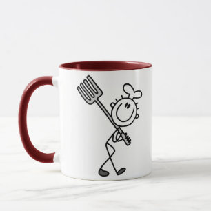 Stäbchenfigur-Koch mit Gabel Tasse