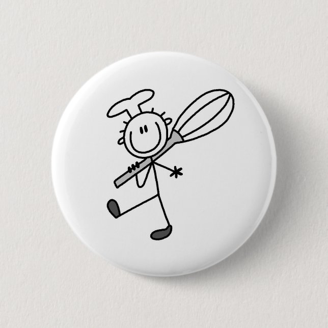 Stäbchenfigur-Koch mit Schneebesen Button (Vorderseite)