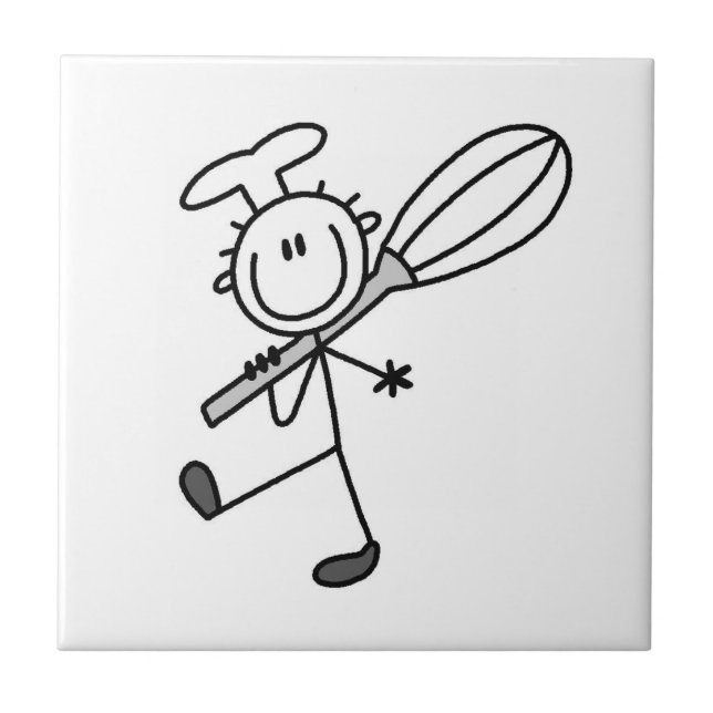 Stäbchenfigur-Koch mit Schneebesen Fliese (Vorderseite)