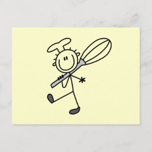 Stäbchenfigur-Koch mit Schneebesen Postkarte