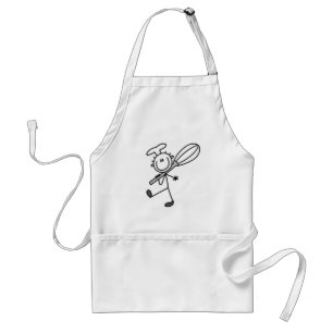 Stäbchenfigur-Koch mit Schneebesen Schürze