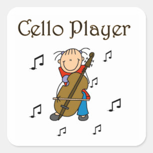 Stäbchenfigur Mädchen Cellospieler T-Shirts und Ge Quadratischer Aufkleber