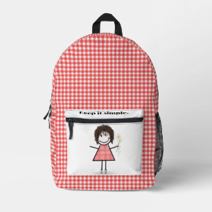 Stäbchenfigur Mädchen mit inspirierendem Zitat Bedruckter Rucksack