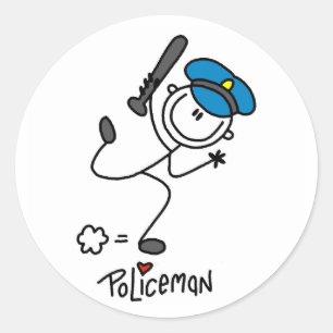 Stäbchenfigur Polizeibeamter Runder Aufkleber