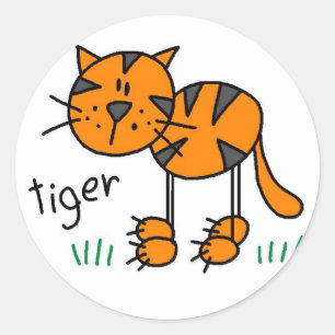 Stäbchenfigur-Tiger-T-Shirts und Geschenke Runder Aufkleber