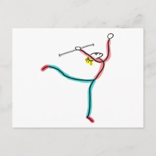 Stabfiguren beim Stabtanz Postkarte