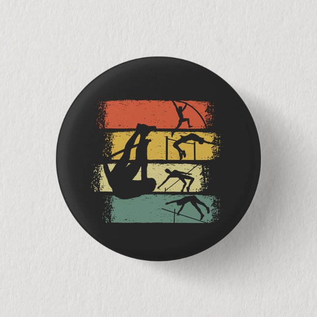 Stabhochsprung Retro Vintage Button (Vorderseite)