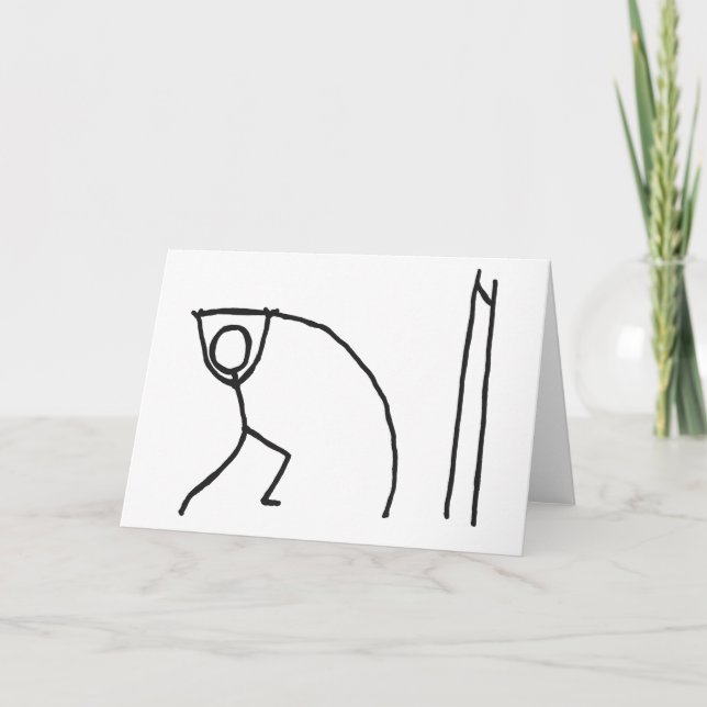 Stabhochsprung-Strichmännchen Karte (Vorderseite)