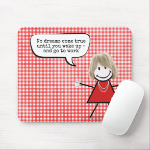 Stabmädchen mit Kaffeetasse auf Gingham  Mousepad
