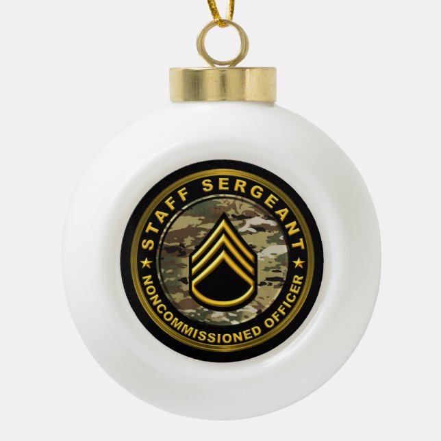 Stabsoffizier Armee Nicht in Auftrag gegeben Offiz Keramik Kugel-Ornament (Vorderseite)