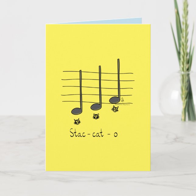 Staccato - Cat Music Pun Carte de voeux (Devant)