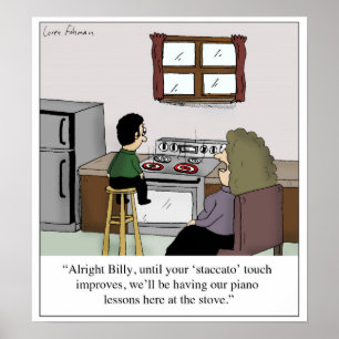 Staccato Touch-Klavier-Lektions-Ofen-Cartoon Poster