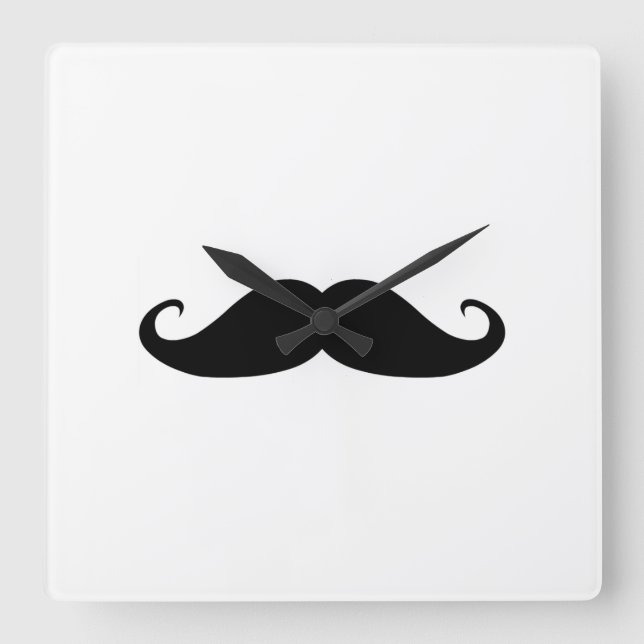 Stache Time Quadratische Wanduhr (Vorderseite)