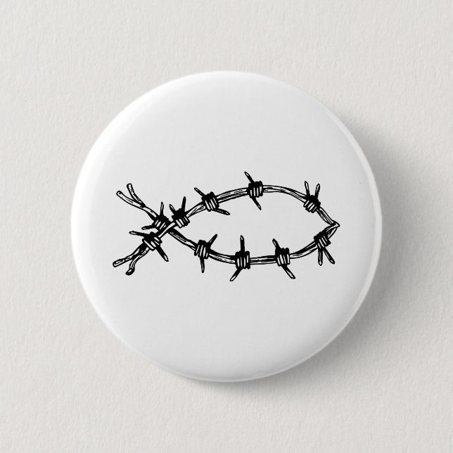 Stacheldraht-Fische Button (Vorderseite)