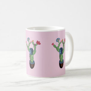 Stacheliger Kaktus mit Blumen Kaffeetasse