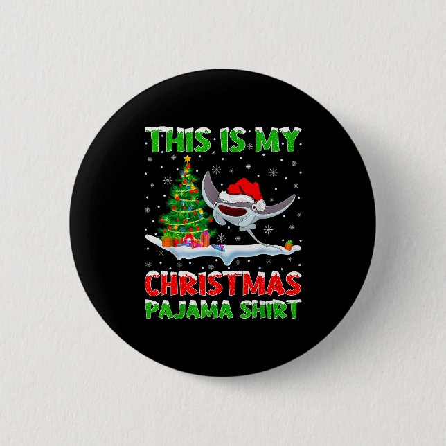 Stachelrochen Fisch Weihnachtsbaum Lichter Das Ist Button (Vorderseite)