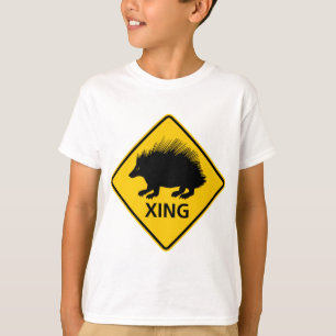 Stachelschwein-Überfahrt-Landstraßen-Zeichen T-Shirt