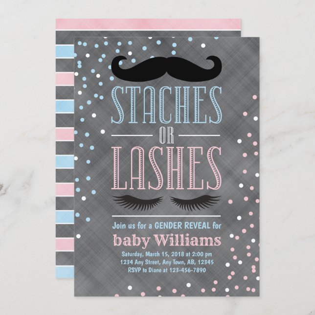 Staches oder Lashes Einladung (Vorne/Hinten)