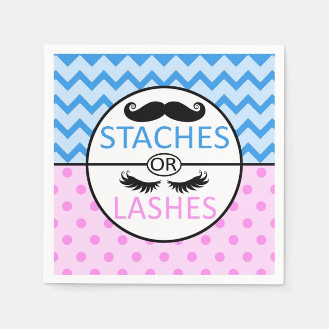 Staches oder Lashes Geschlecht zeigen Party-Servie Serviette (Vorderseite)