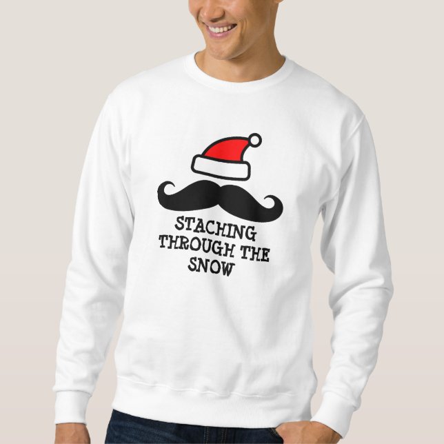 Staching durch die Schnee | Weihnachtsstrickjacke Sweatshirt (Vorderseite)