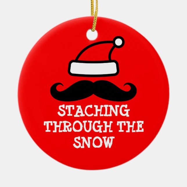 Staching durch die Schnee Weihnachtsverzierung Keramik Ornament (Vorne)
