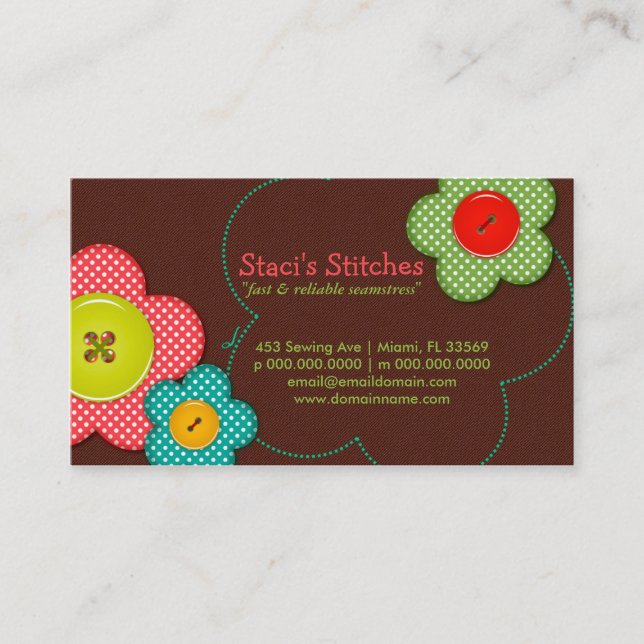 Stacis Stich-Näherin-Mode-Visitenkarte Visitenkarte (Vorderseite)