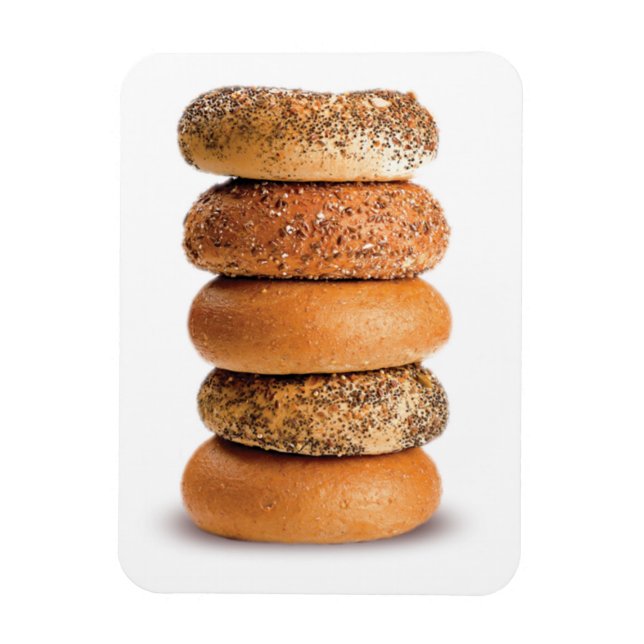 STACK OF BAGELS LOX LIEBE SESAME POPPY SEED JEDES MAGNET (Vertikal)
