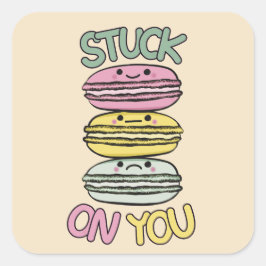 Stack of Cute Kawaii Macarons Quadratischer Aufkleber