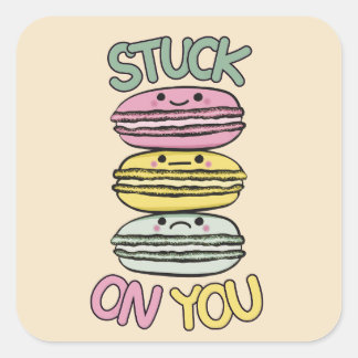 Stack of Cute Kawaii Macarons Quadratischer Aufkleber