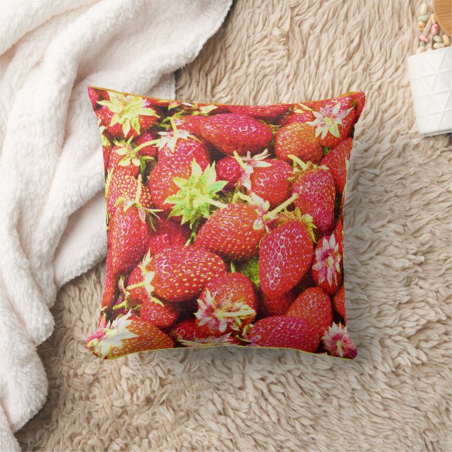 "Stack of Strawberries Fruit" Niedliches Foto. Jet Kissen (Decke)