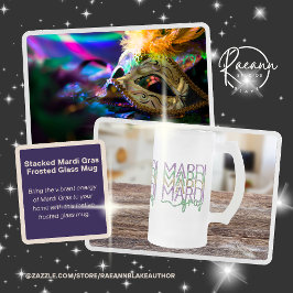 Stacked Mardi Gras Design Frosted Glass Mug Mattglas Bierglas