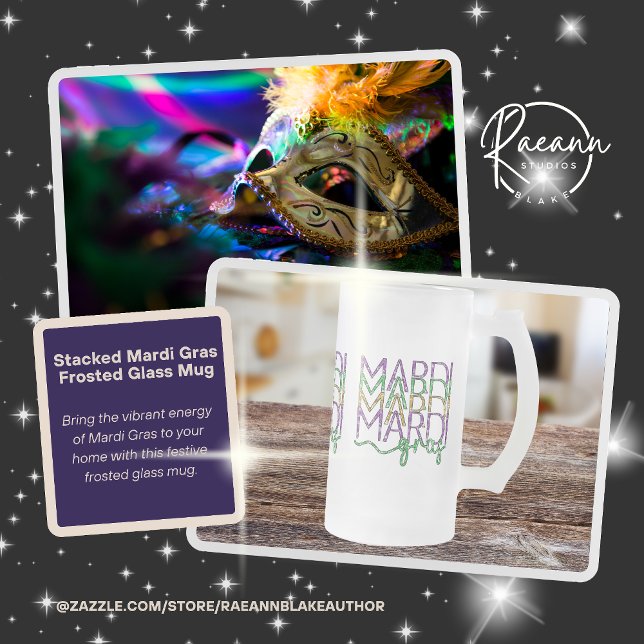 Stacked Mardi Gras Design Frosted Glass Mug Mattglas Bierglas (Von Creator hochgeladen)