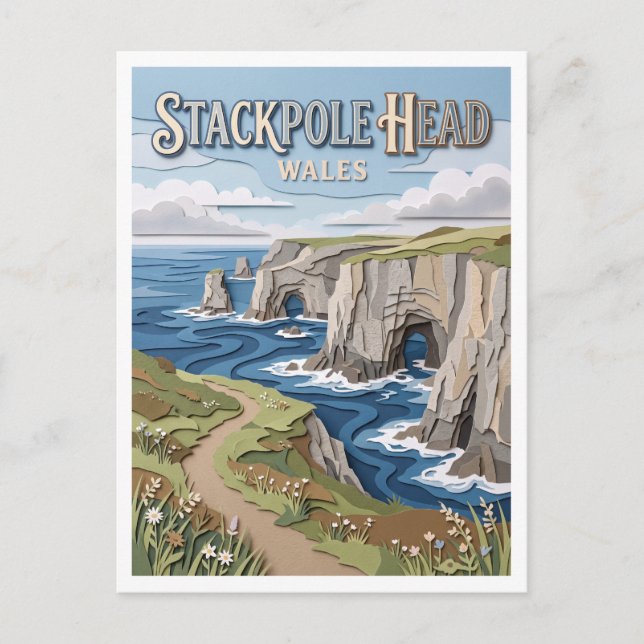 Stackpole Head Wales Postkarte (Vorderseite)